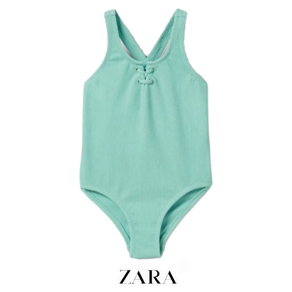 ZARA Kids | Greenish | TEXTURED DRAWSTRING SWIMSUIT